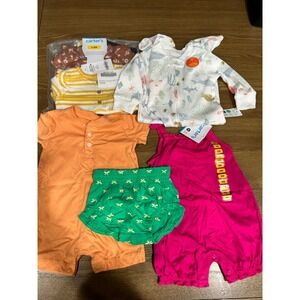 Carters 6M Baby Clothes Bundle Set Rompers Bodysuit Top Shorts NEW 6 Month